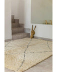 Tapis berbère authentique marocain laine noir blanc Kchacha