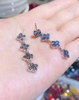 Blue Lucky Clover Longline Drop Earrings