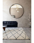 Tapis berbère authentique marocain laine noir blanc Kasbah