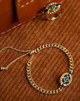 Luxe vintage stijl kettingarmband met groene onyx
