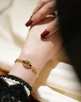 Luxe vintage stijl kettingarmband met groene onyx