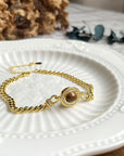 Franse vintage stijl schakelarmband met Tijgeroog steen - Verguld