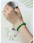 Minimalistische levendige groene jade kralenarmband - AAAA-kwaliteit