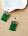 Boucle d'oreille pendante en jade véritable avec le caractère '囍' de style chinois