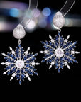 Blue snowflakes sparkling christmas earrings