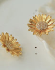 Moderne vintage zonnebloem liefde oorstekers