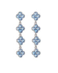 Blue Lucky Clover Longline Drop Earrings