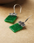 Boucle d'oreille pendante en jade véritable avec le caractère '囍' de style chinois