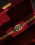 Luxe vintage stijl kettingarmband met groene onyx