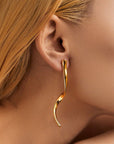 Minimalism slim curved Longline earrings
