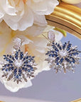 Blue snowflakes sparkling christmas earrings
