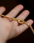Franse vintage stijl schakelarmband met Tijgeroog steen - Verguld
