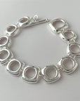 Stevige sterlingzilveren armband met gedurfde look en vierkante frameschakels met OT-gesp