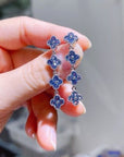 Blue Lucky Clover Longline Drop Earrings