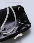 Luxe zwart fluwelen feestclutch-fonkelende diamanten riem