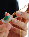 Koninklijke groene Onyx MOP ovale hanger ketting