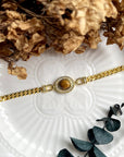 Franse vintage stijl schakelarmband met Tijgeroog steen - Verguld
