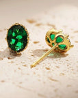 Moderne vintage groene kristallen oorstekers