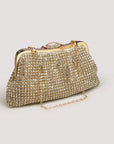 Luxe clutch met diamantlook, goud en zilver