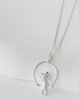 Sprankelende cirkel parel sieraden set-ketting en oorbellen