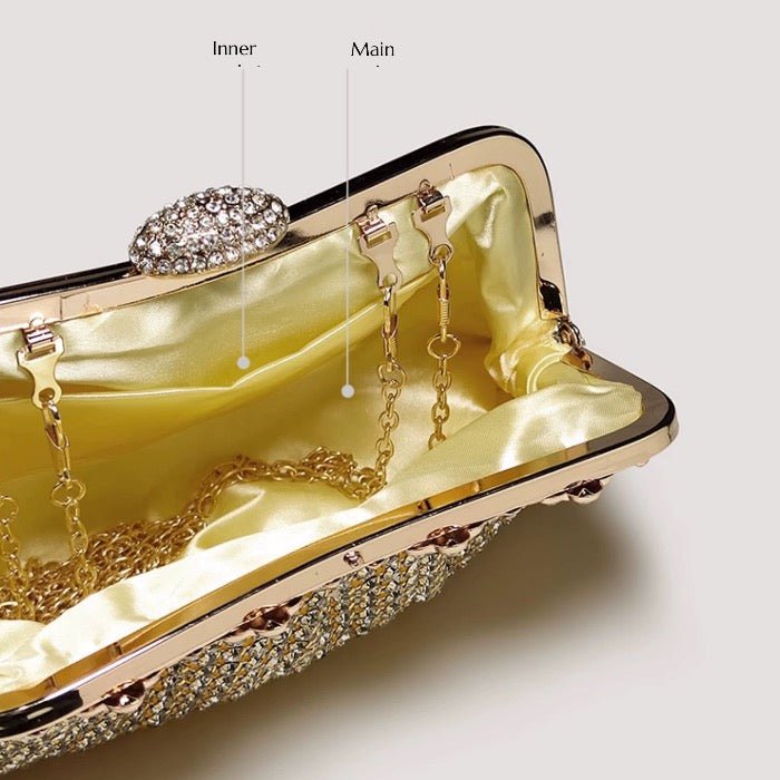 Luxe clutch met diamantlook, goud en zilver