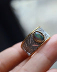 Vintage Oost-Royal Style Black Opal Ring - verstelbaar