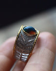 Vintage Oost-Royal Style Black Opal Ring - verstelbaar