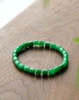 Bracelet minimaliste de perles de jade vert vibrant - Qualité AAAA