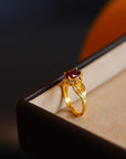 Echte Ruby Solitaire Ring-verstelbaar