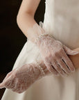 Gants de mariée en dentelle fine avec perles - pour mains fines