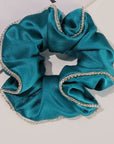 100% zijde oogverblindende haarscrunchie - 19 momme - diamantversiering