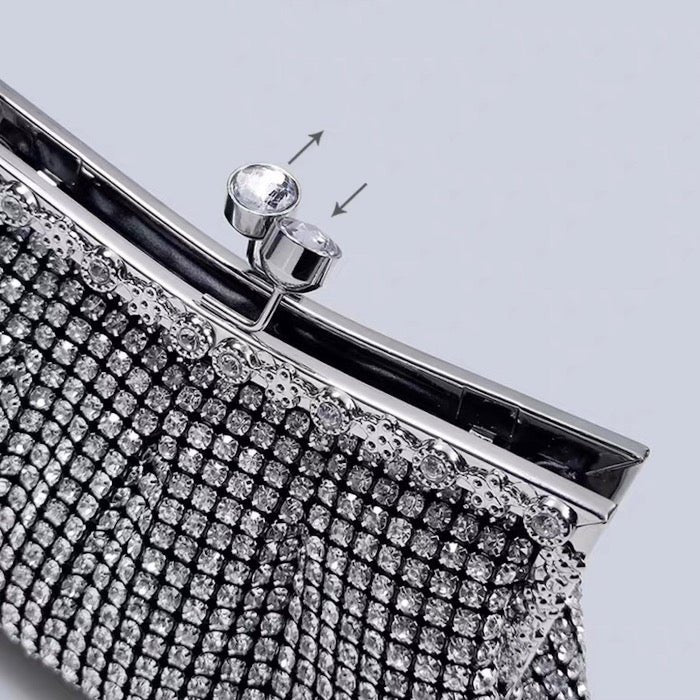 Luxe clutch met diamantlook, goud en zilver