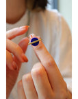 Goud vermeil minimalistische ronde edelsteen ring - verstelbaar - Lapis Lazuli