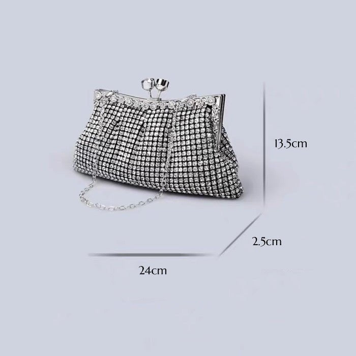 Luxe clutch met diamantlook, goud en zilver