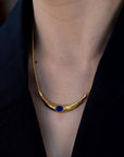 Geometrische ketting in Egyptische stijl-Lapis Lazuli en zwarte Spinel