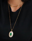 Koninklijke groene Onyx MOP ovale hanger ketting