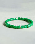 Bracelet minimaliste de perles de jade vert vibrant - Qualité AAAA