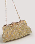 Luxe clutch met diamantlook, goud en zilver