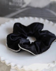 100% zijde oogverblindende haarscrunchie - 19 momme - diamantversiering