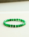 Bracelet minimaliste de perles de jade vert vibrant - Qualité AAAA