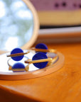 Goud vermeil minimalistische ronde edelsteen ring - verstelbaar - Lapis Lazuli