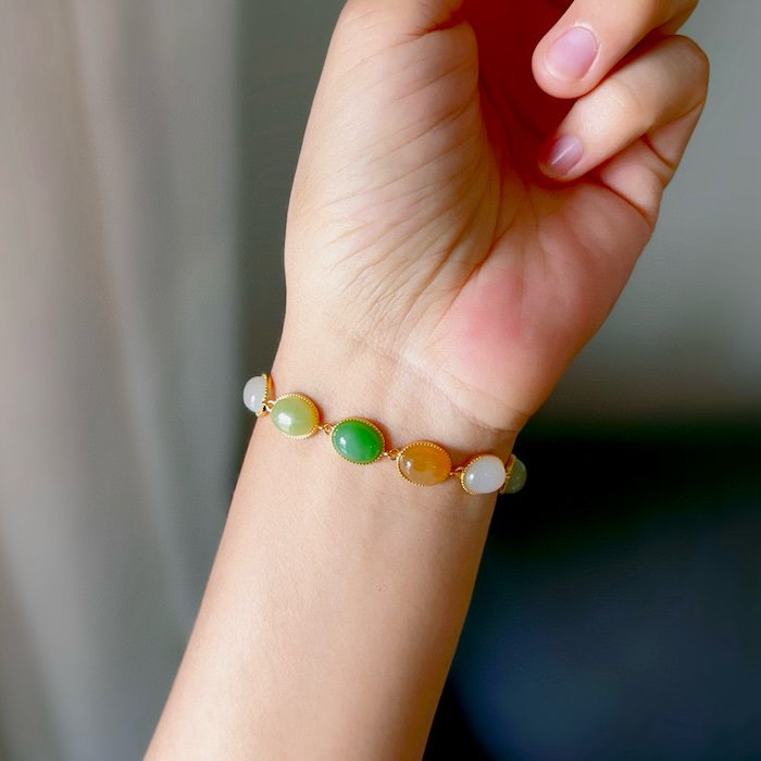 Regenboog kleur Jade kralen armband