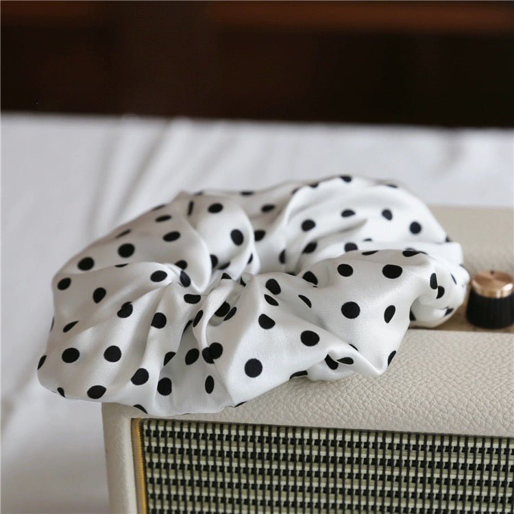 Polka Dot 100% zijden haarscrunchie - 6 cm breed