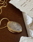 Gedurfde minimalistische gouden rutielkwarts ovale hanger ketting