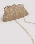 Luxe clutch met diamantlook, goud en zilver