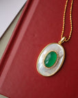 Koninklijke groene Onyx MOP ovale hanger ketting