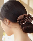 Polka Dot 100% zijden haarscrunchie - 6 cm breed