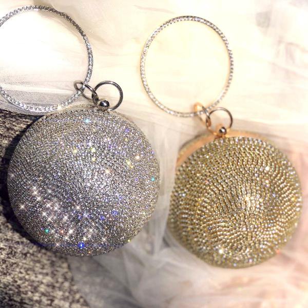 Luxe Ball Clutch-Bling Bling Diamonds-Goud en Zilver