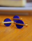 Goud vermeil minimalistische ronde edelsteen ring - verstelbaar - Lapis Lazuli