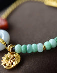 Natural Jade and Southern Red Agate Goodluck Bracelet - Gold vermeil - AAAA Quality